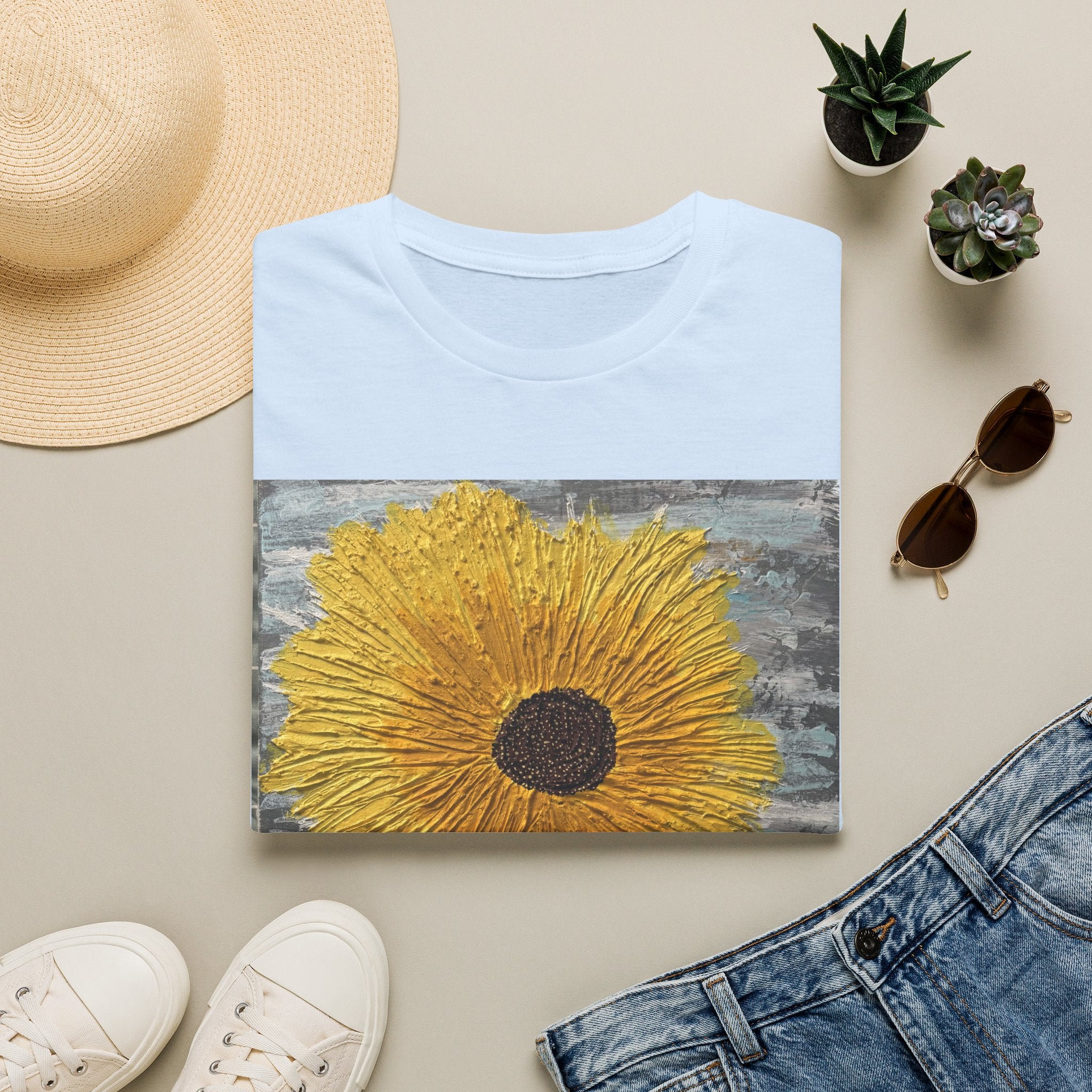 Sunflower Art T-Shirt — Bold Yellow Floral Graphic Tee
