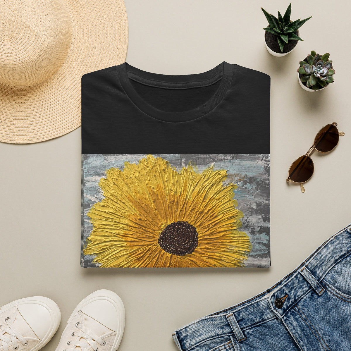 Sunflower Art T-Shirt — Bold Yellow Floral Graphic Tee