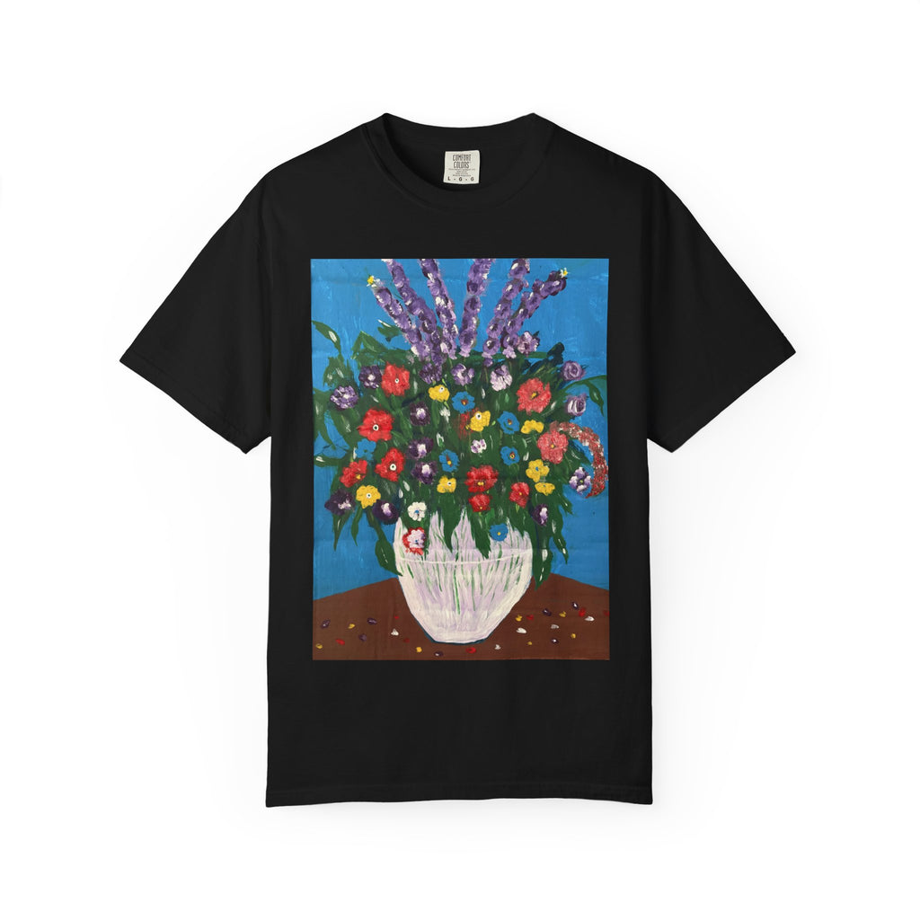 Floral Still Life Tee — Colorful Vase of Flowers Art Print T-Shirt