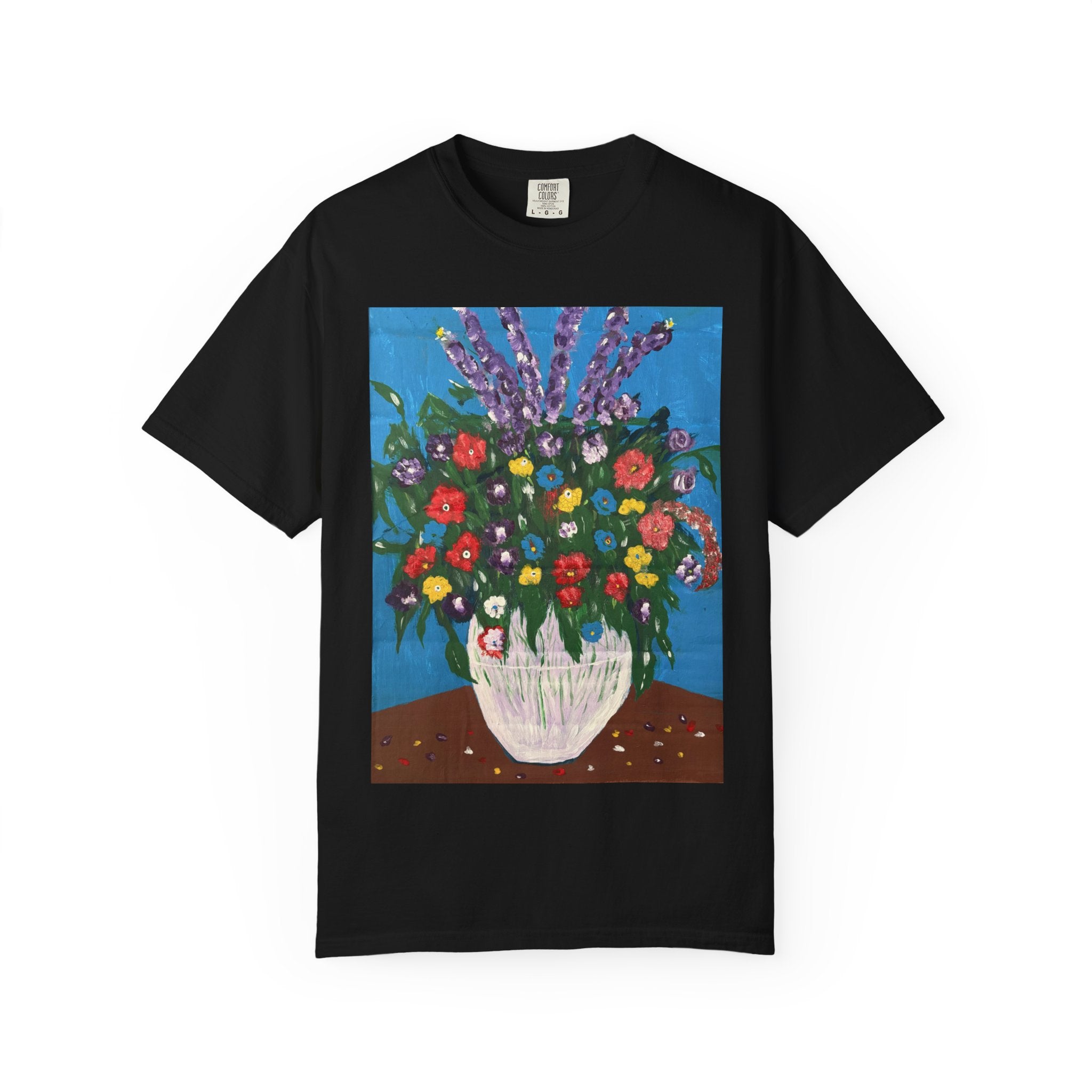 Floral Still Life Tee — Colorful Vase of Flowers Art Print T-Shirt