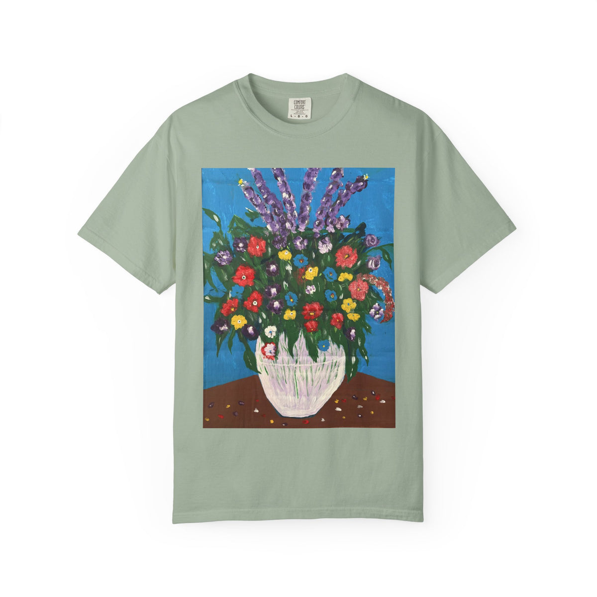 Floral Still Life Tee — Colorful Vase of Flowers Art Print T-Shirt