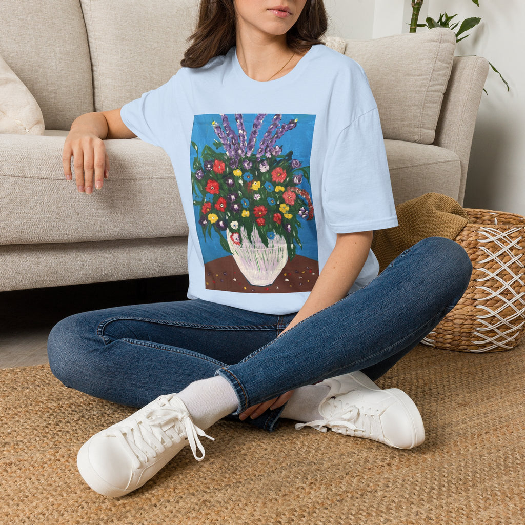 Floral Bouquet Art Tee — Colorful Vase Painting T-Shirt
