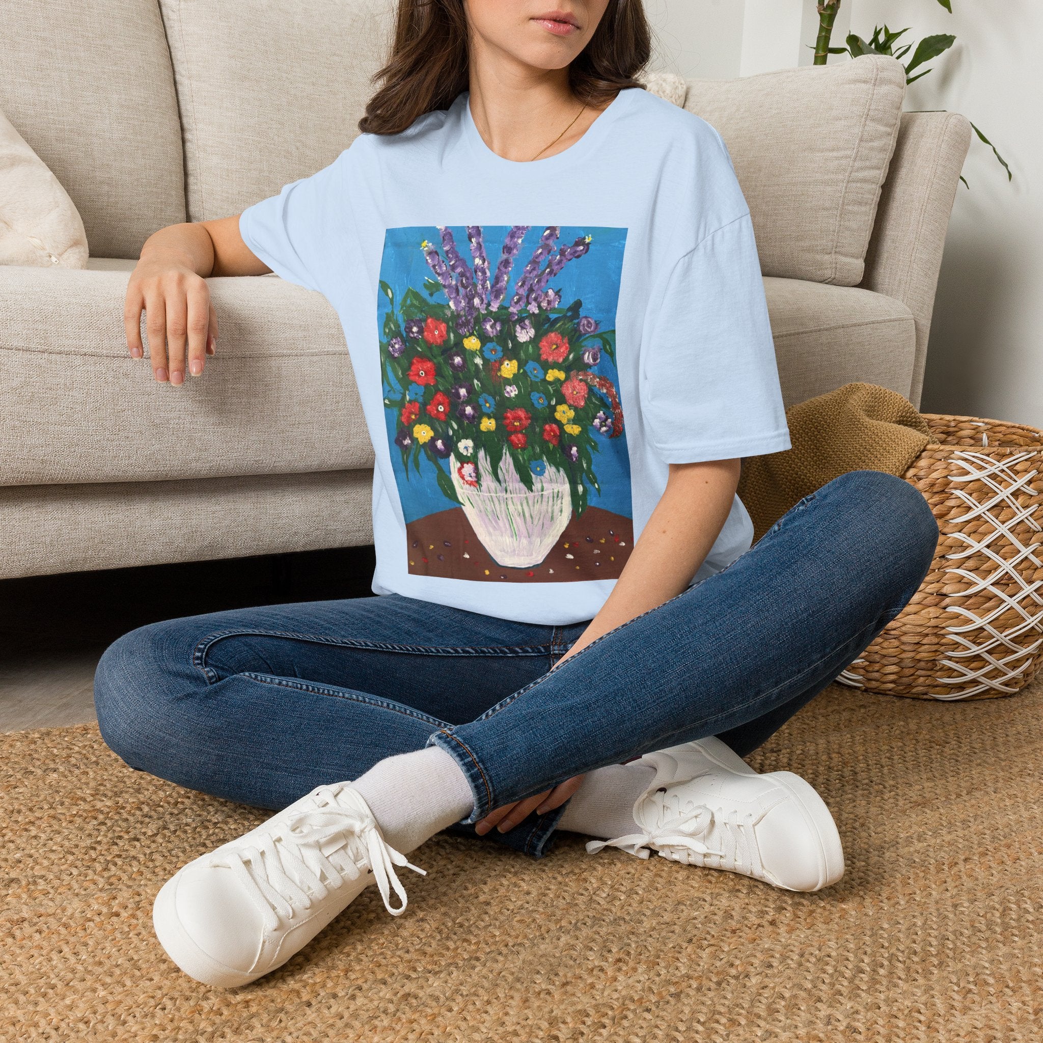 Floral Bouquet Art Tee — Colorful Vase Painting T-Shirt