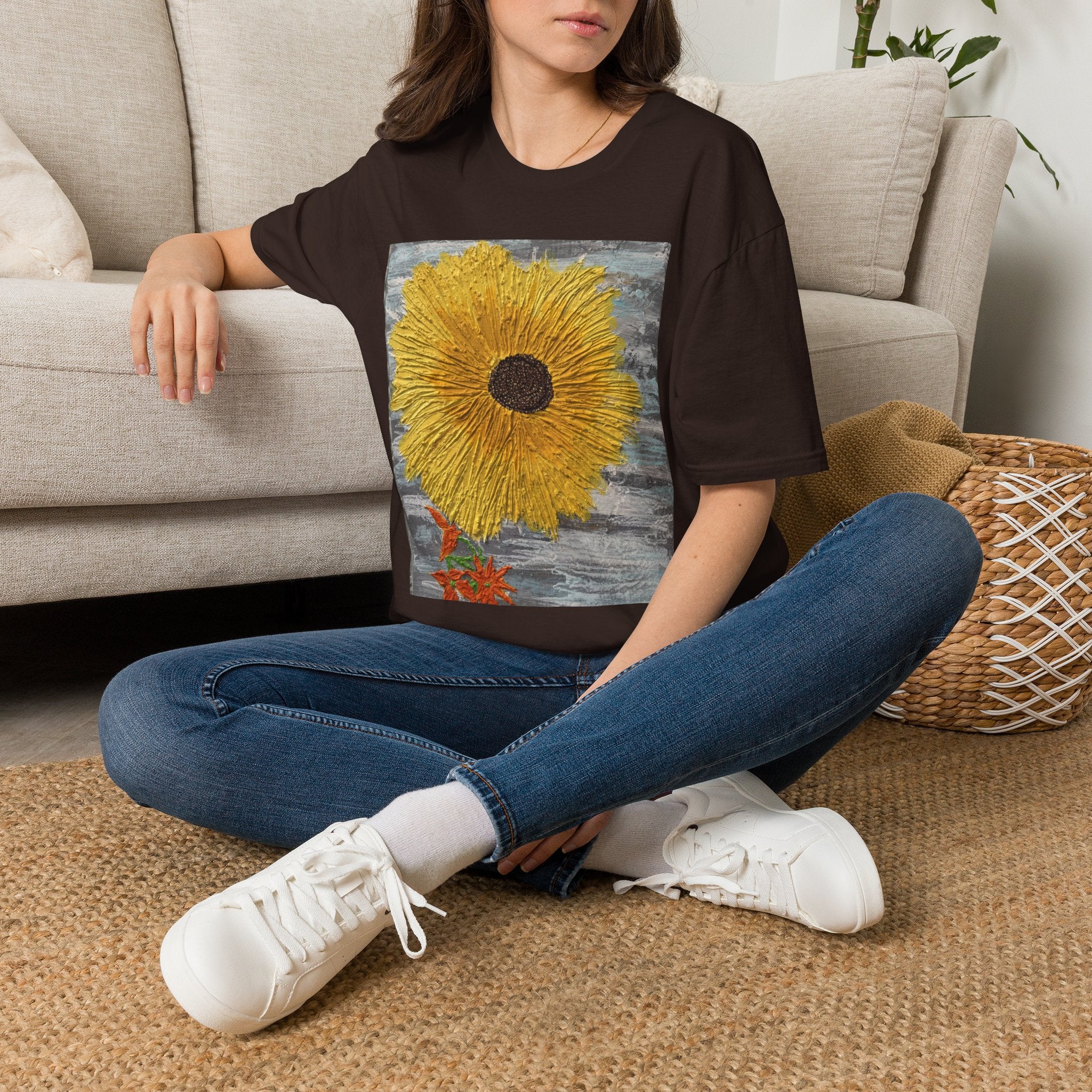 Sunflower Art T-Shirt — Bold Yellow Floral Graphic Tee