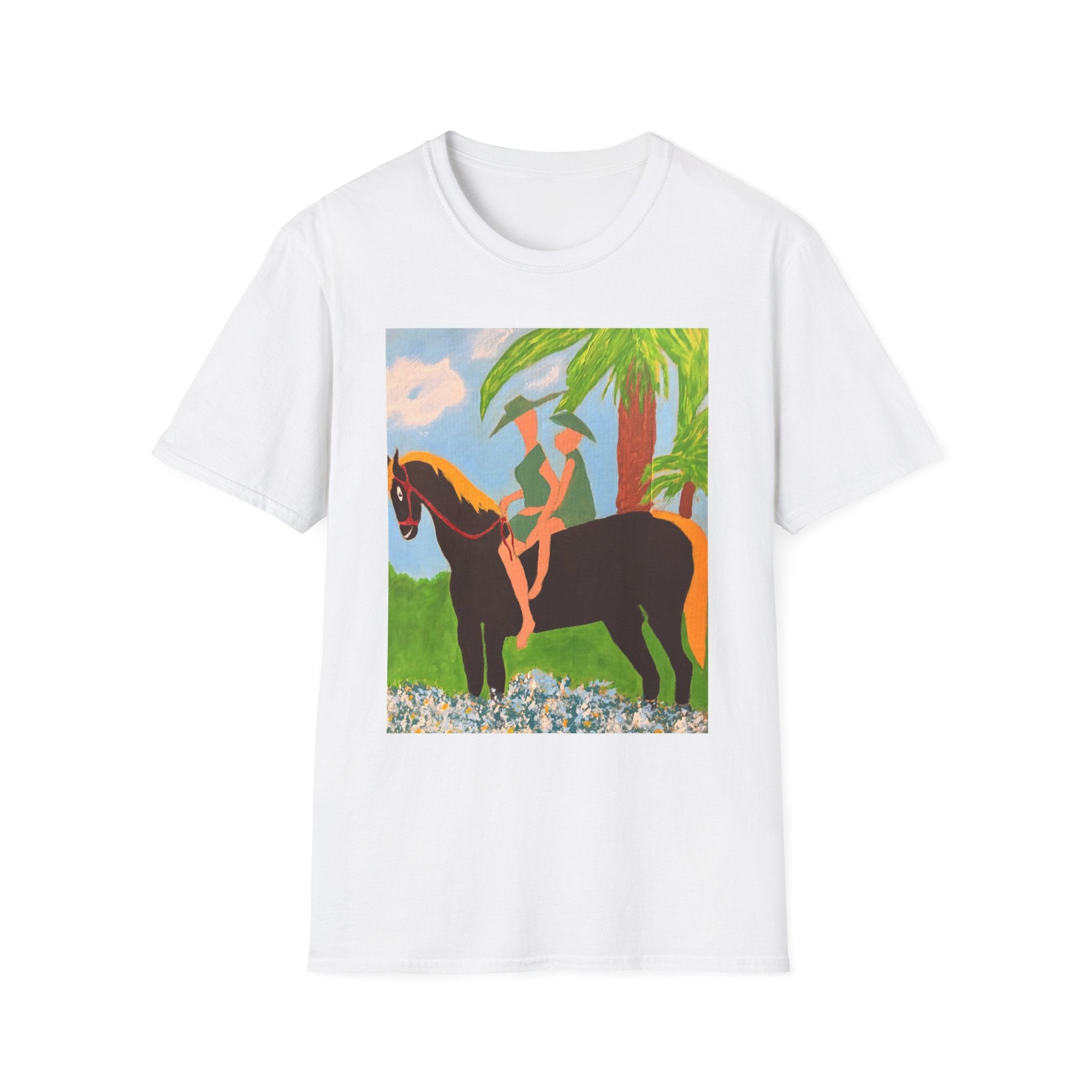 Tropical Horse Rider T-Shirt — Vintage Island Riding Art Tee