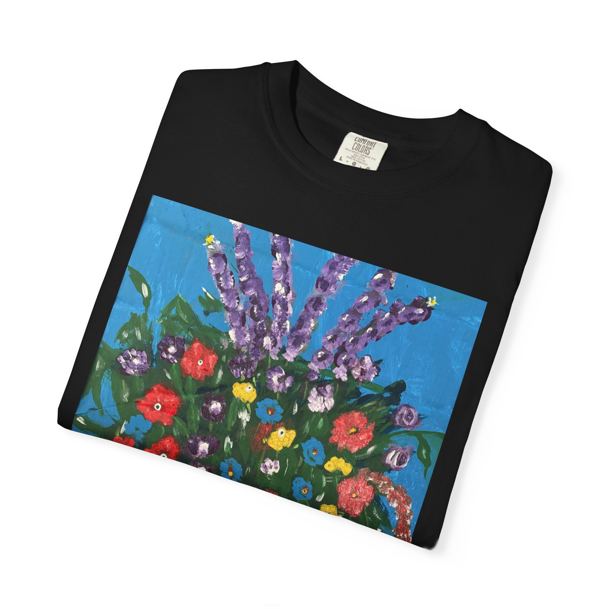 Floral Still Life Tee — Colorful Vase of Flowers Art Print T-Shirt