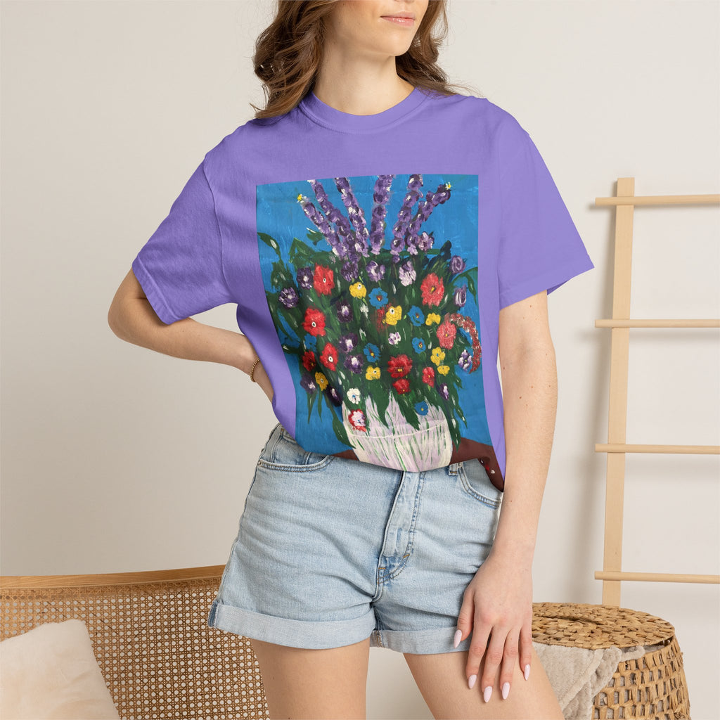 Floral Still Life Tee — Colorful Vase of Flowers Art Print T-Shirt