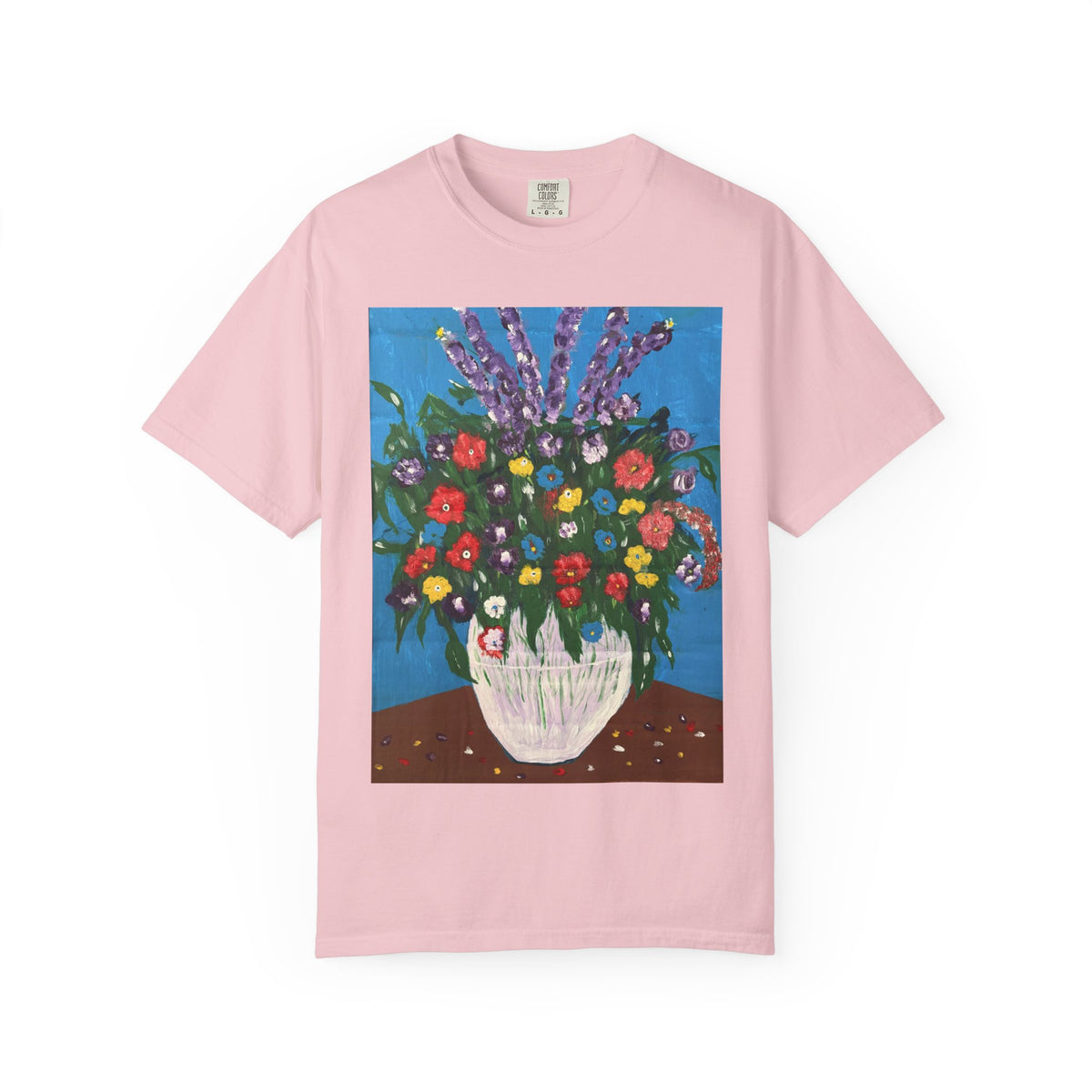 Floral Still Life Tee — Colorful Vase of Flowers Art Print T-Shirt