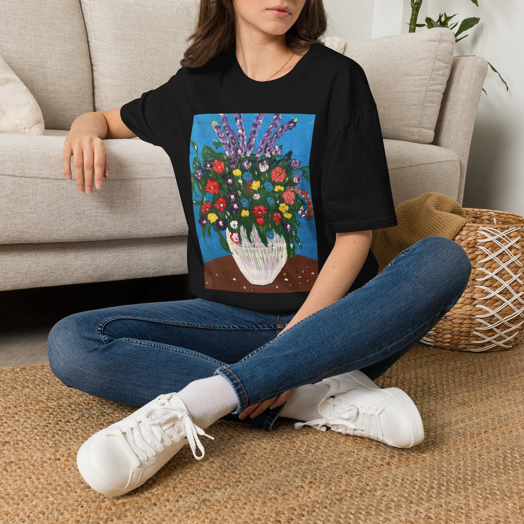 Floral Bouquet Art Tee — Colorful Vase Painting T-Shirt