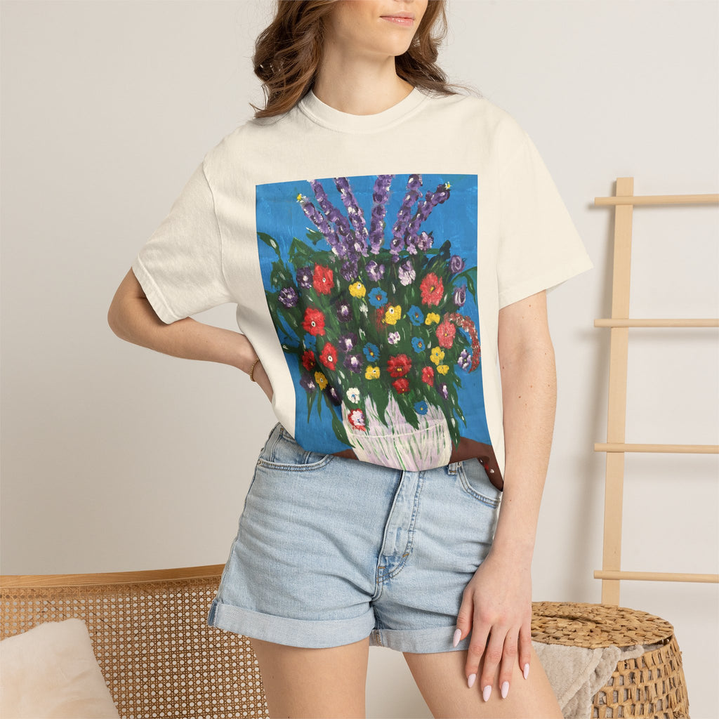 Floral Still Life Tee — Colorful Vase of Flowers Art Print T-Shirt