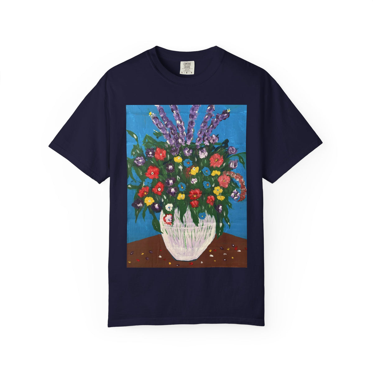 Floral Still Life Tee — Colorful Vase of Flowers Art Print T-Shirt