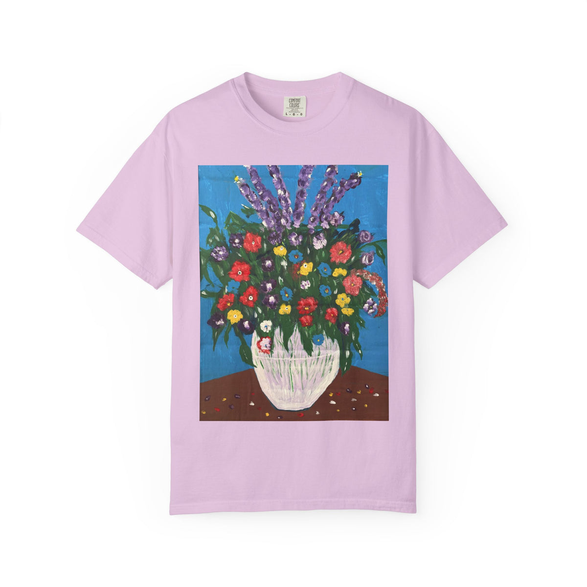 Floral Still Life Tee — Colorful Vase of Flowers Art Print T-Shirt