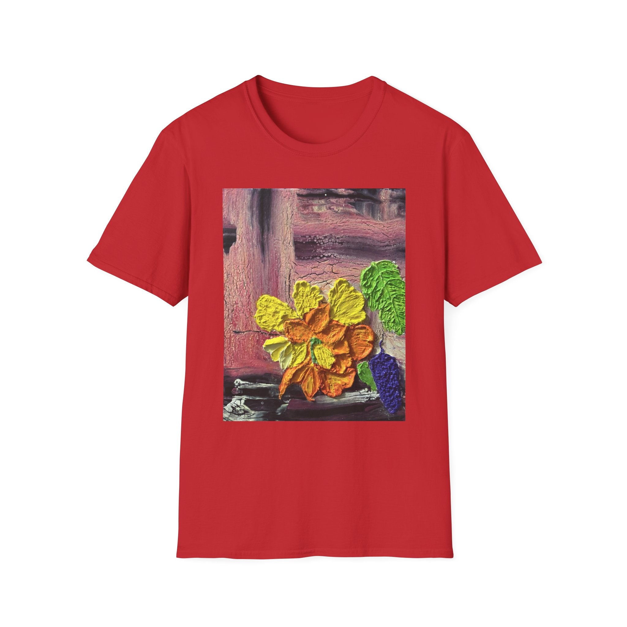 Floral Woodgrain Tee — Colorful Hydrangea Print T-Shirt