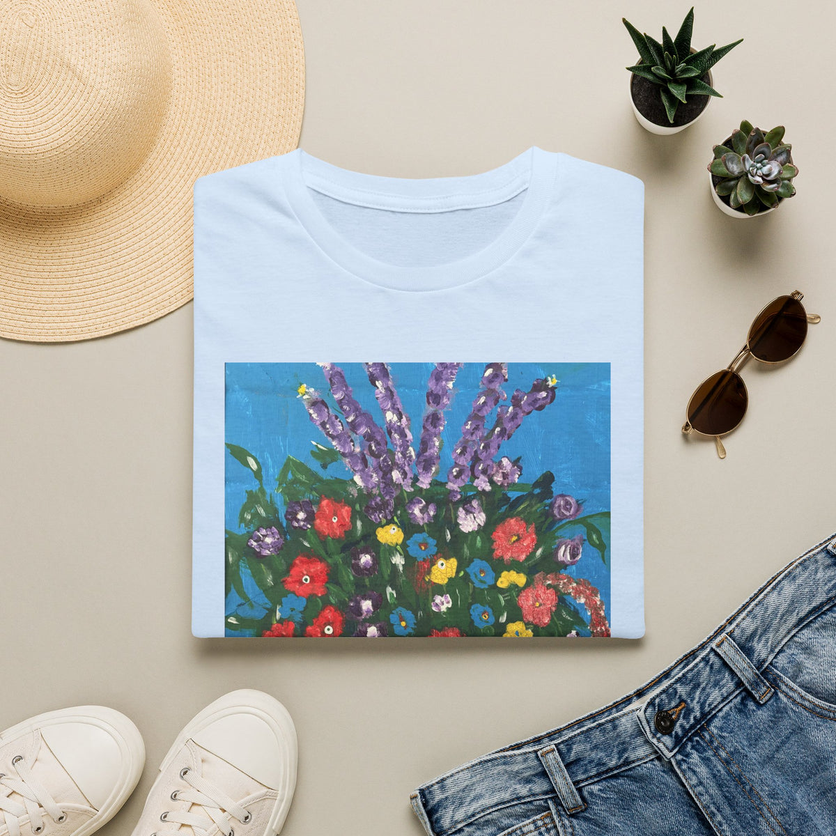 Floral Bouquet Art Tee — Colorful Vase Painting T-Shirt