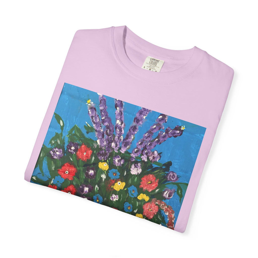 Floral Still Life Tee — Colorful Vase of Flowers Art Print T-Shirt