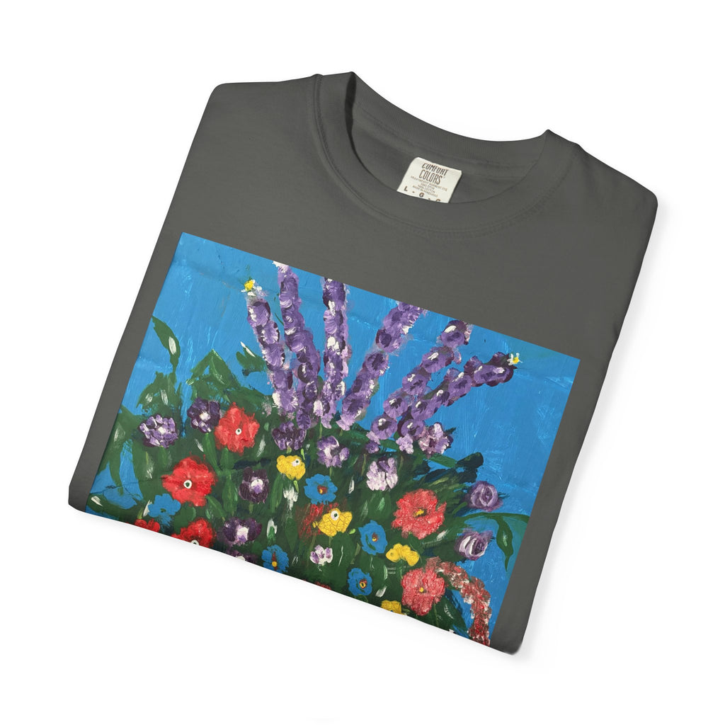 Floral Still Life Tee — Colorful Vase of Flowers Art Print T-Shirt