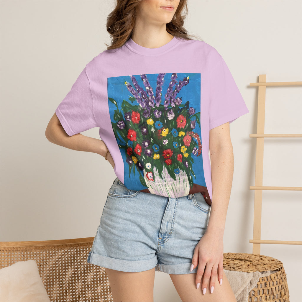Floral Still Life Tee — Colorful Vase of Flowers Art Print T-Shirt