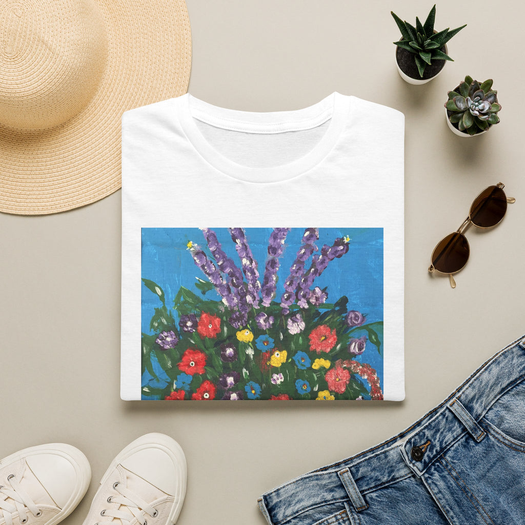 Floral Bouquet Art Tee — Colorful Vase Painting T-Shirt