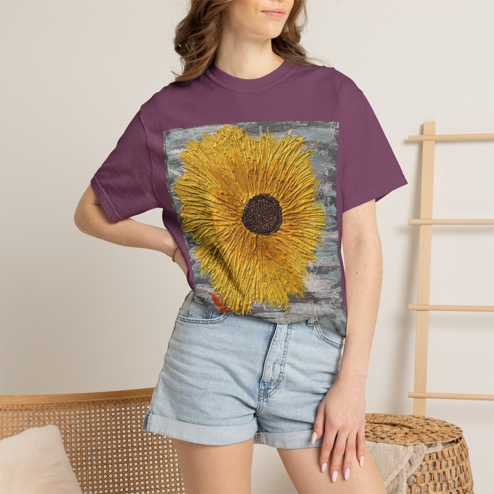 Sunflower Art T-Shirt — Hand-Painted Floral Graphic Tee