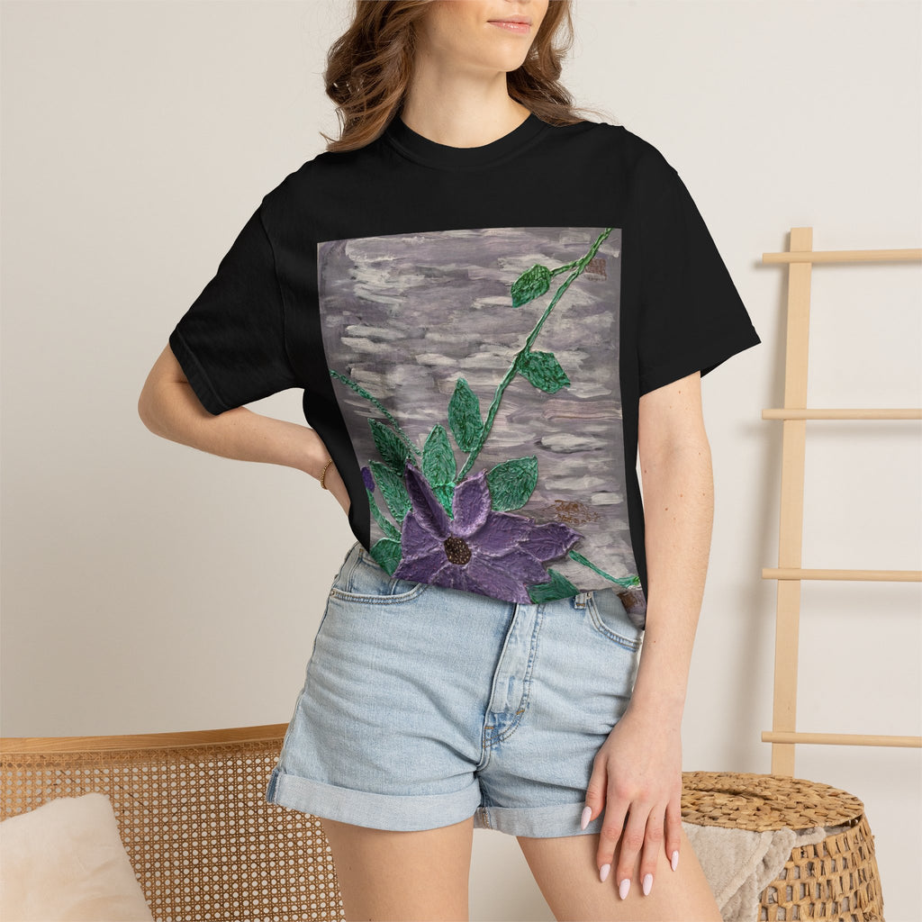 Floral Vine T‑Shirt — Purple Bloom Graphic Tee