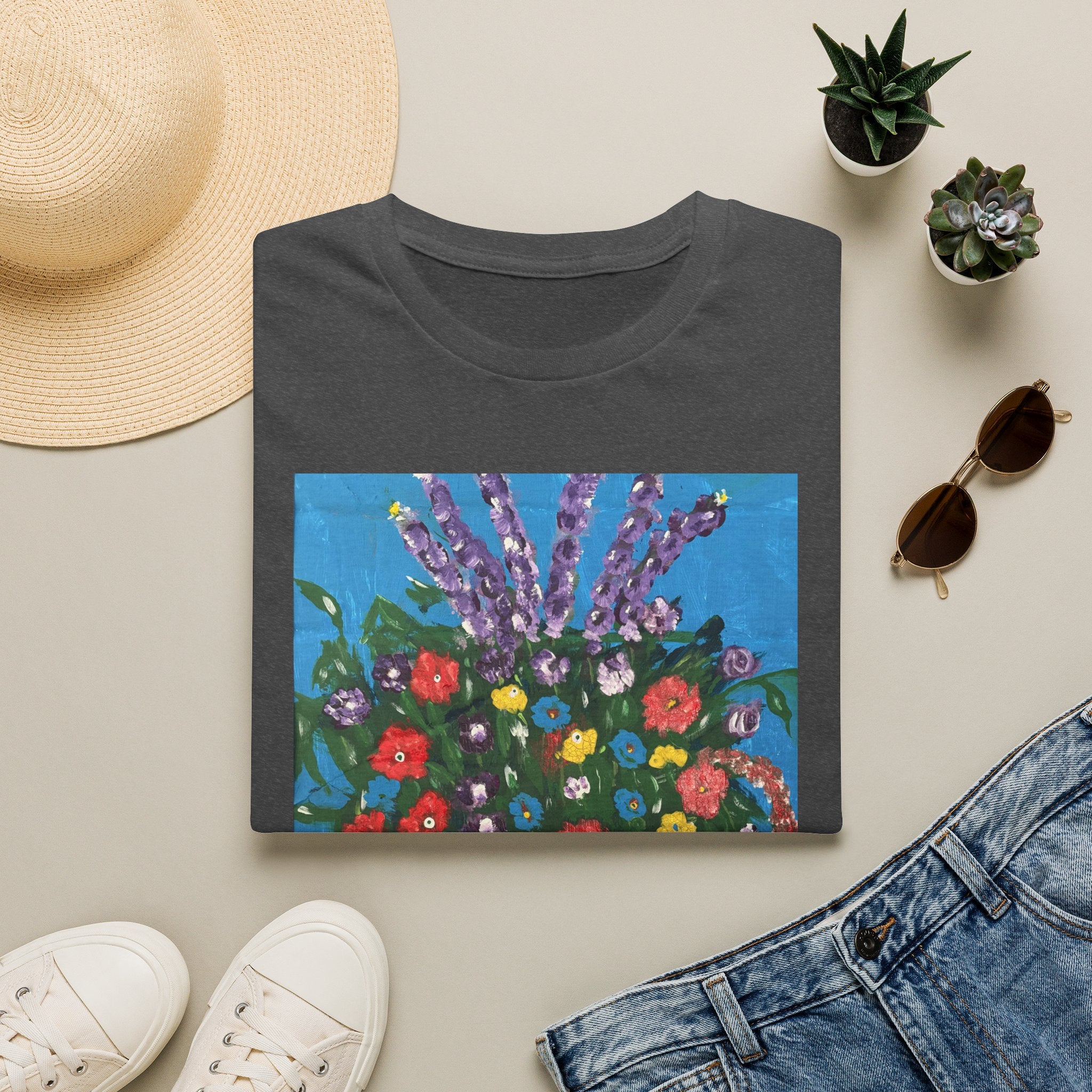 Floral Bouquet Art Tee — Colorful Vase Painting T-Shirt