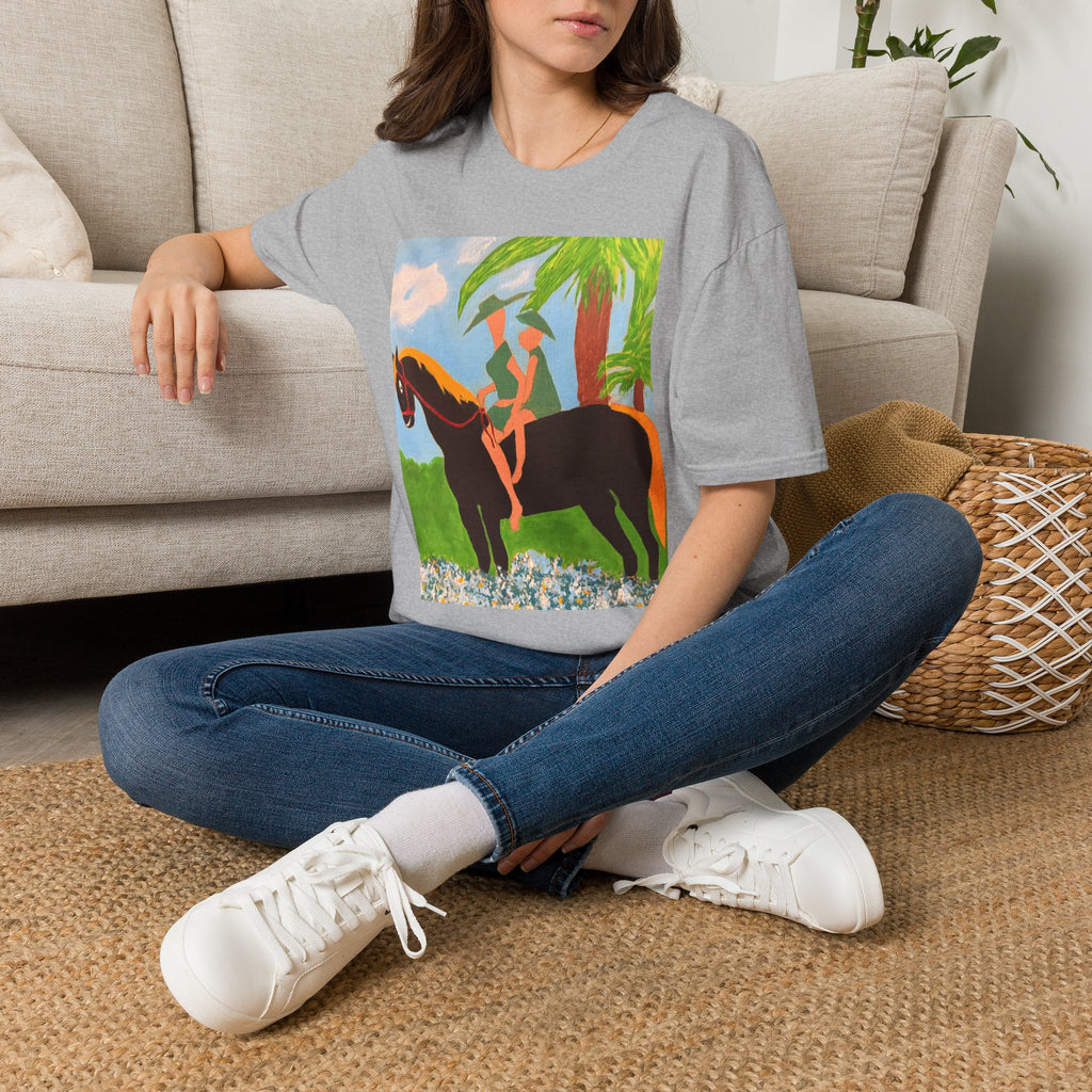 Tropical Horse Rider T-Shirt — Vintage Island Riding Art Tee
