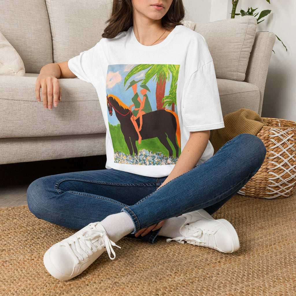 Tropical Horse Rider T-Shirt — Vintage Island Riding Art Tee