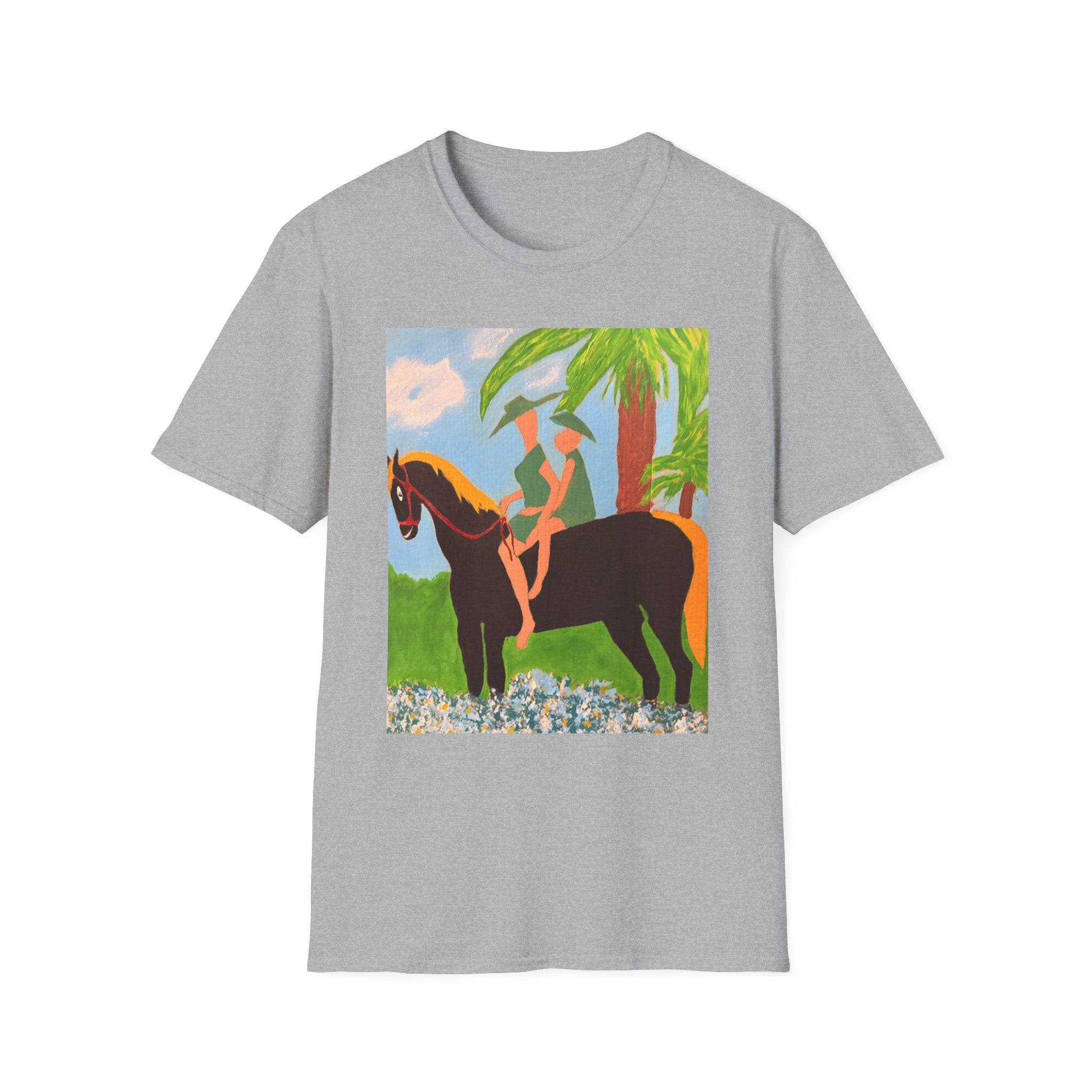 Tropical Horse Rider T-Shirt — Vintage Island Riding Art Tee