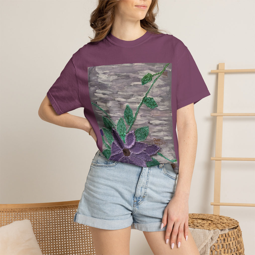 Floral Vine T‑Shirt — Purple Bloom Graphic Tee