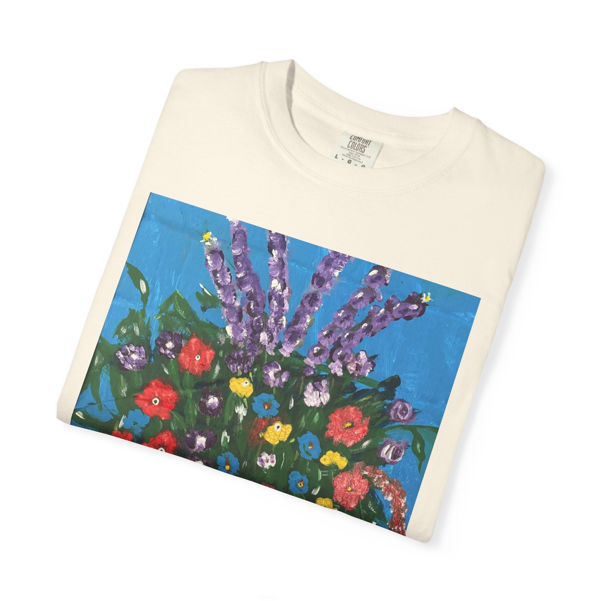 Floral Still Life Tee — Colorful Vase of Flowers Art Print T-Shirt