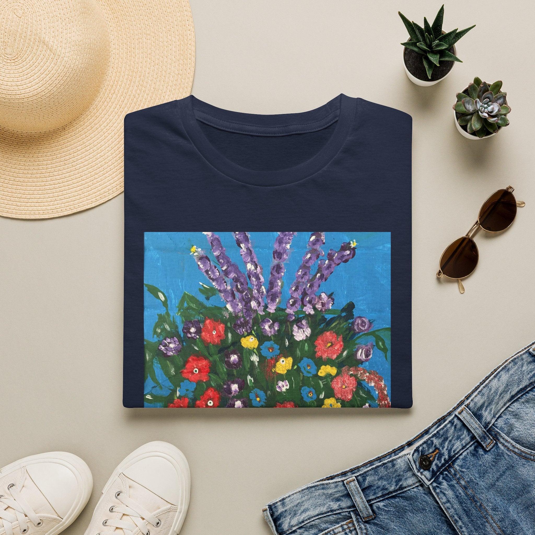 Floral Bouquet Art Tee — Colorful Vase Painting T-Shirt