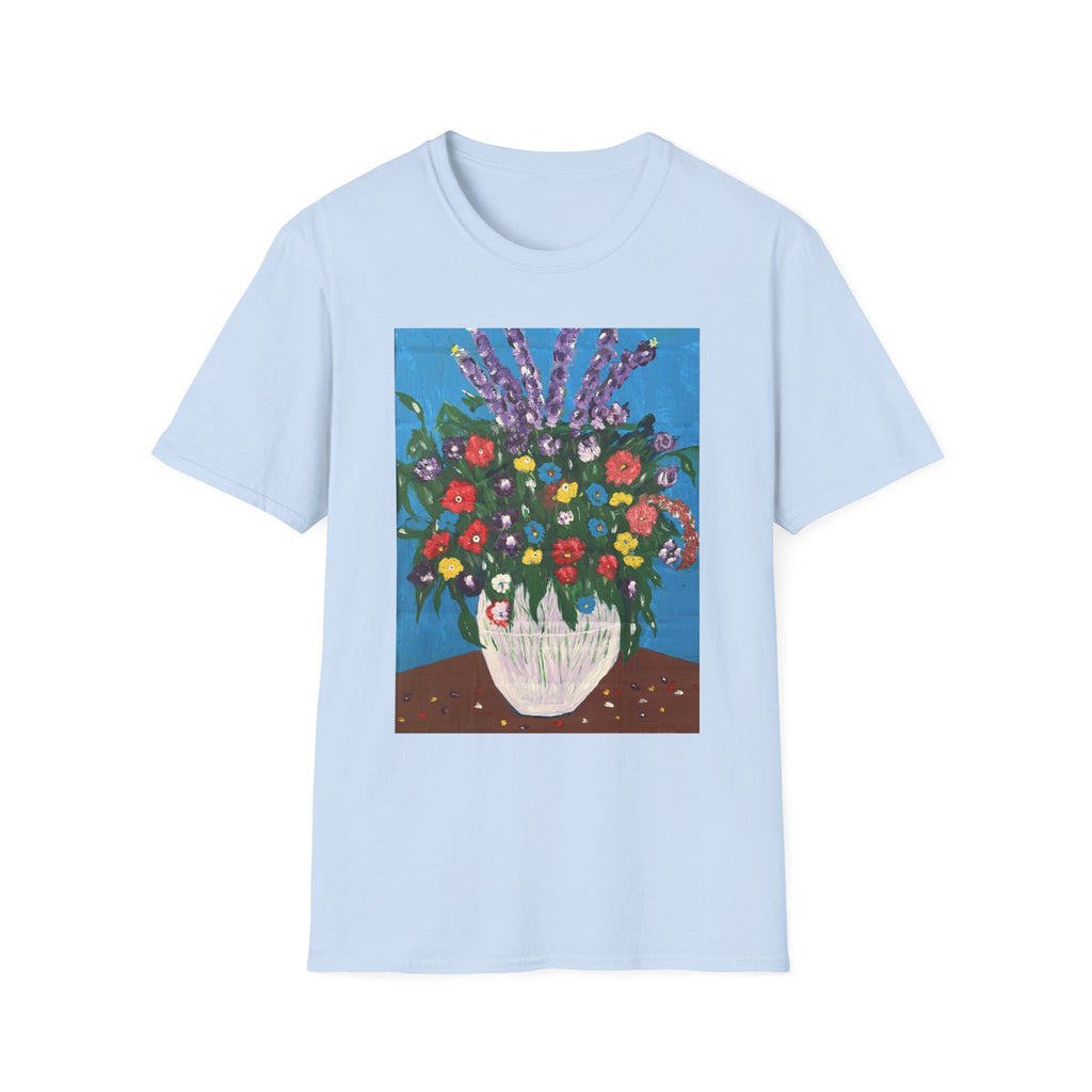 Floral Bouquet Art Tee — Colorful Vase Painting T-Shirt