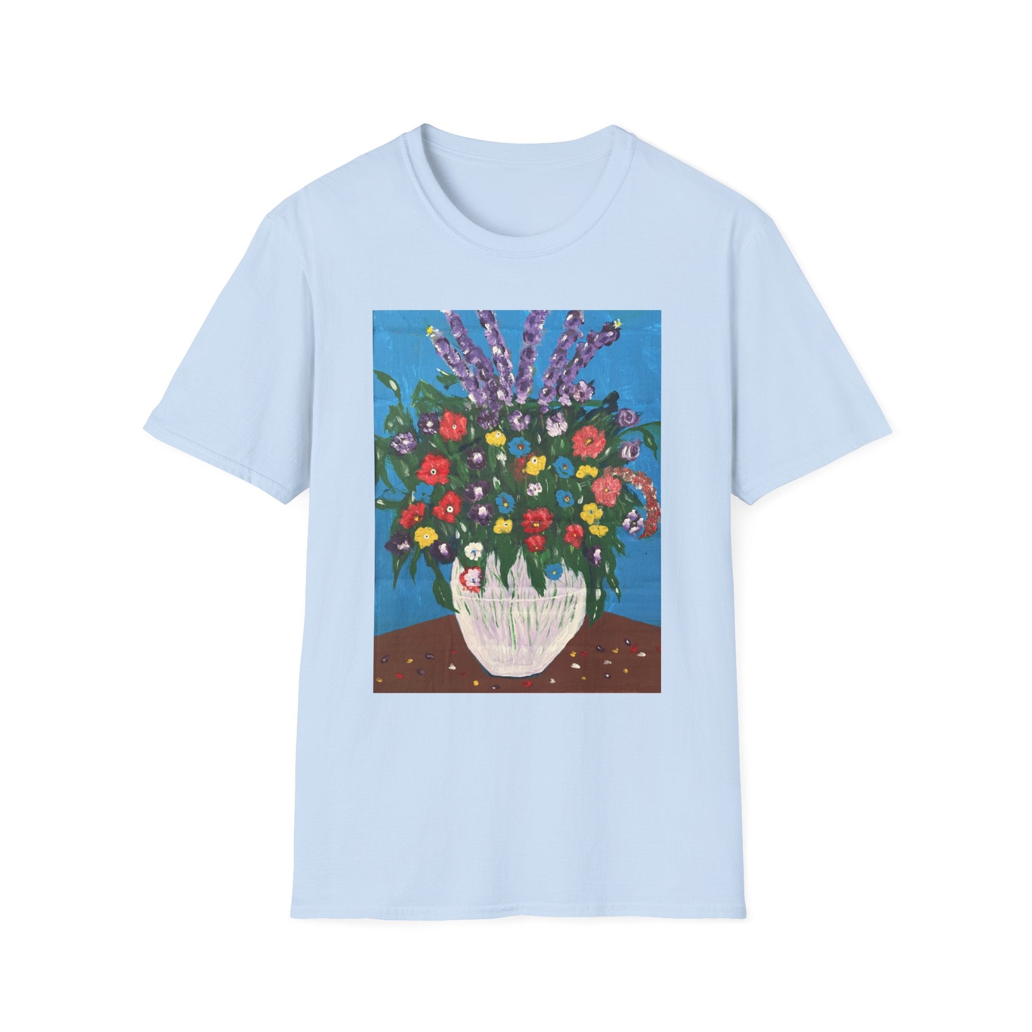 Floral Bouquet Art Tee — Colorful Vase Painting T-Shirt