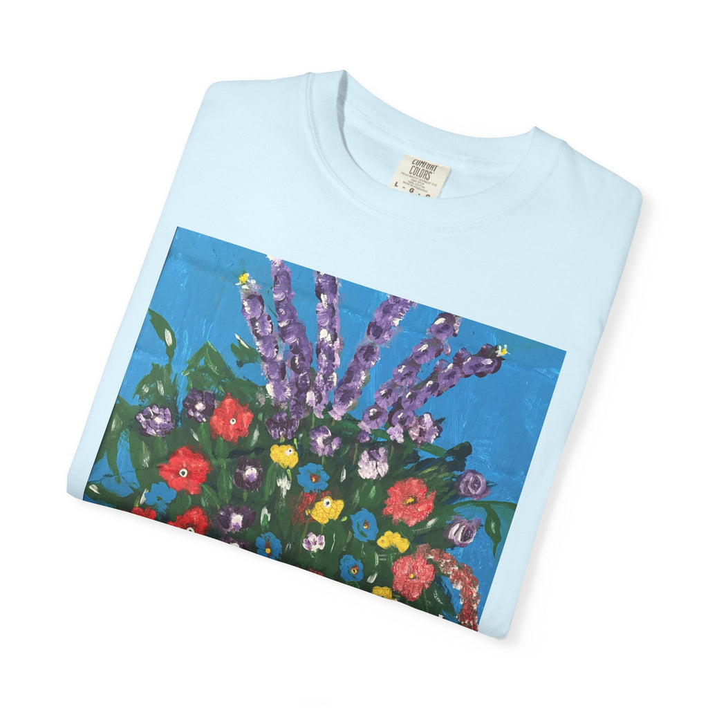 Floral Still Life Tee — Colorful Vase of Flowers Art Print T-Shirt