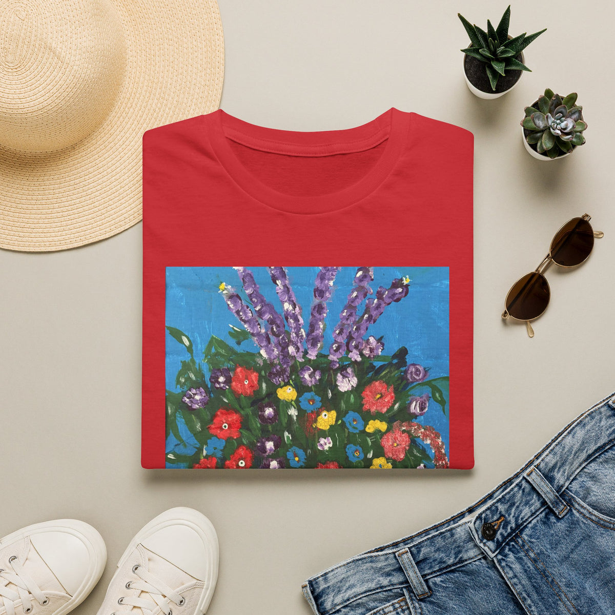 Floral Bouquet Art Tee — Colorful Vase Painting T-Shirt