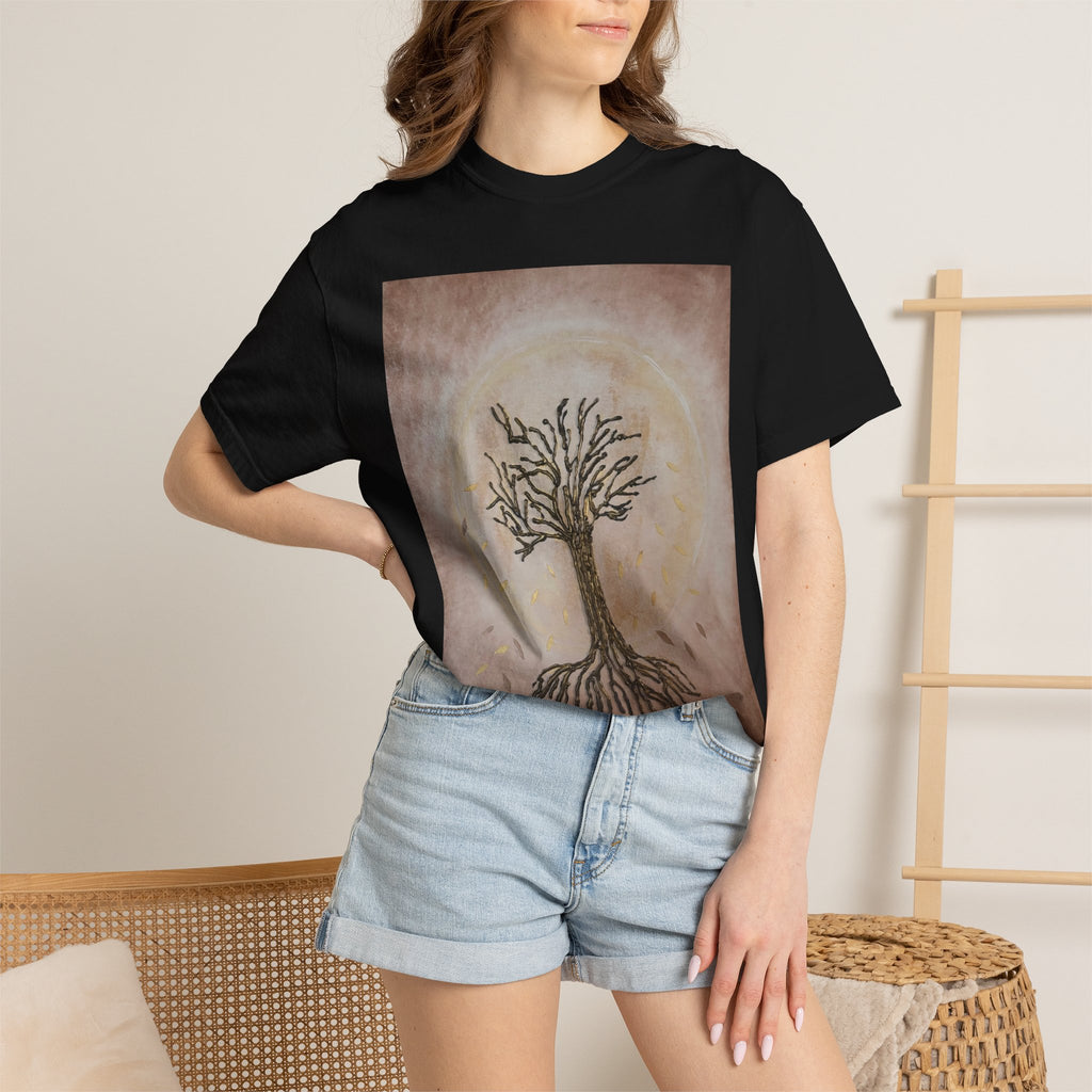 Tree of Life Graphic T-Shirt — Hand-Drawn Roots & Sun Art