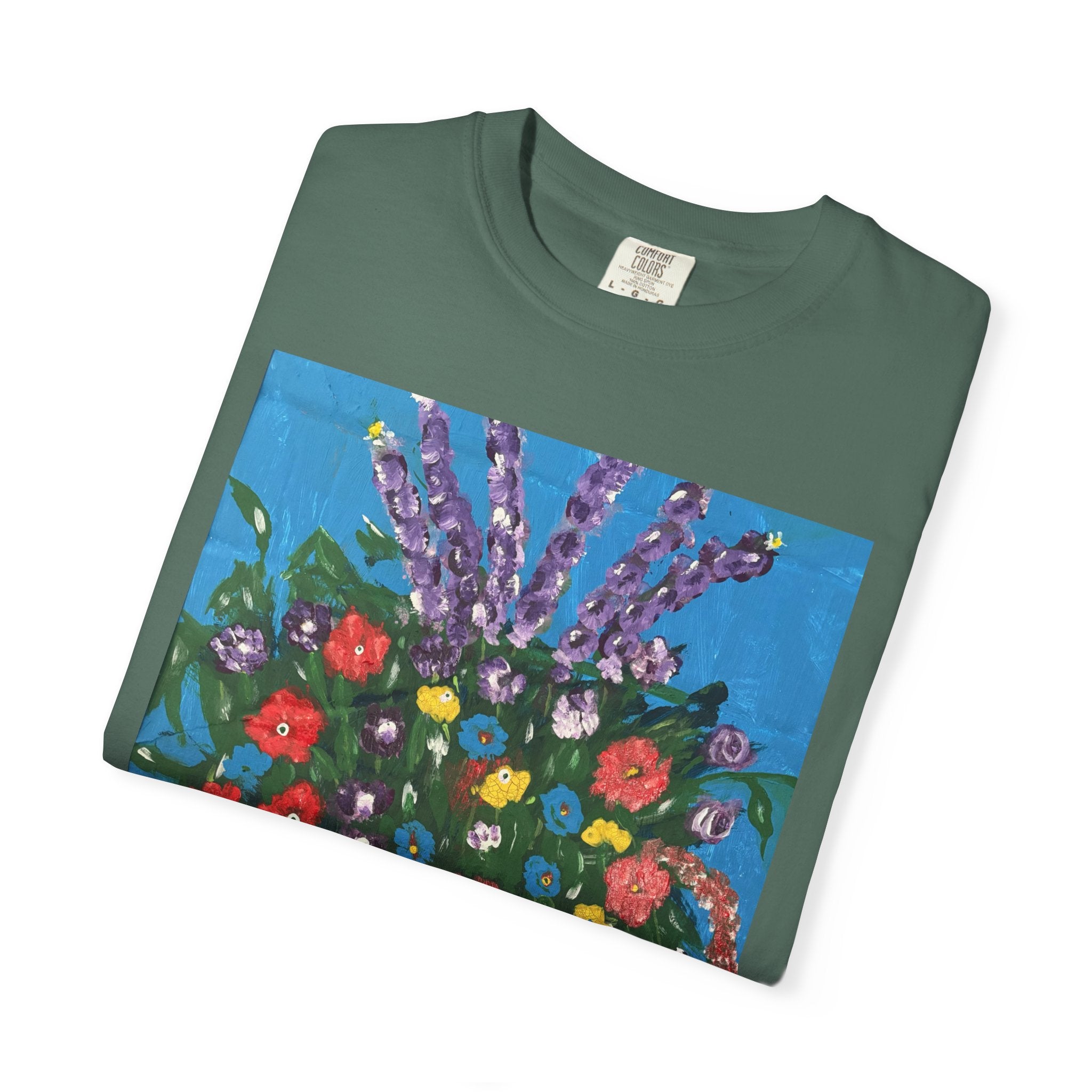 Floral Still Life Tee — Colorful Vase of Flowers Art Print T-Shirt