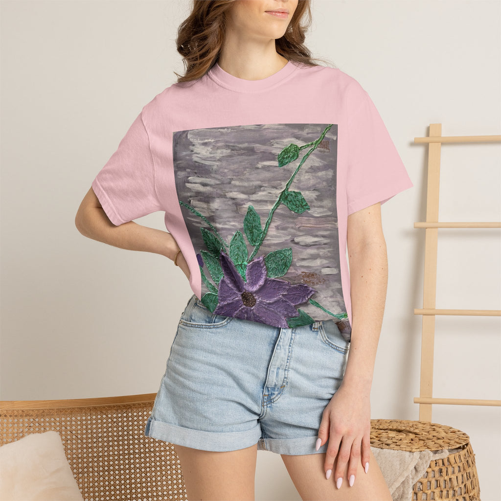 Floral Vine T‑Shirt — Purple Bloom Graphic Tee