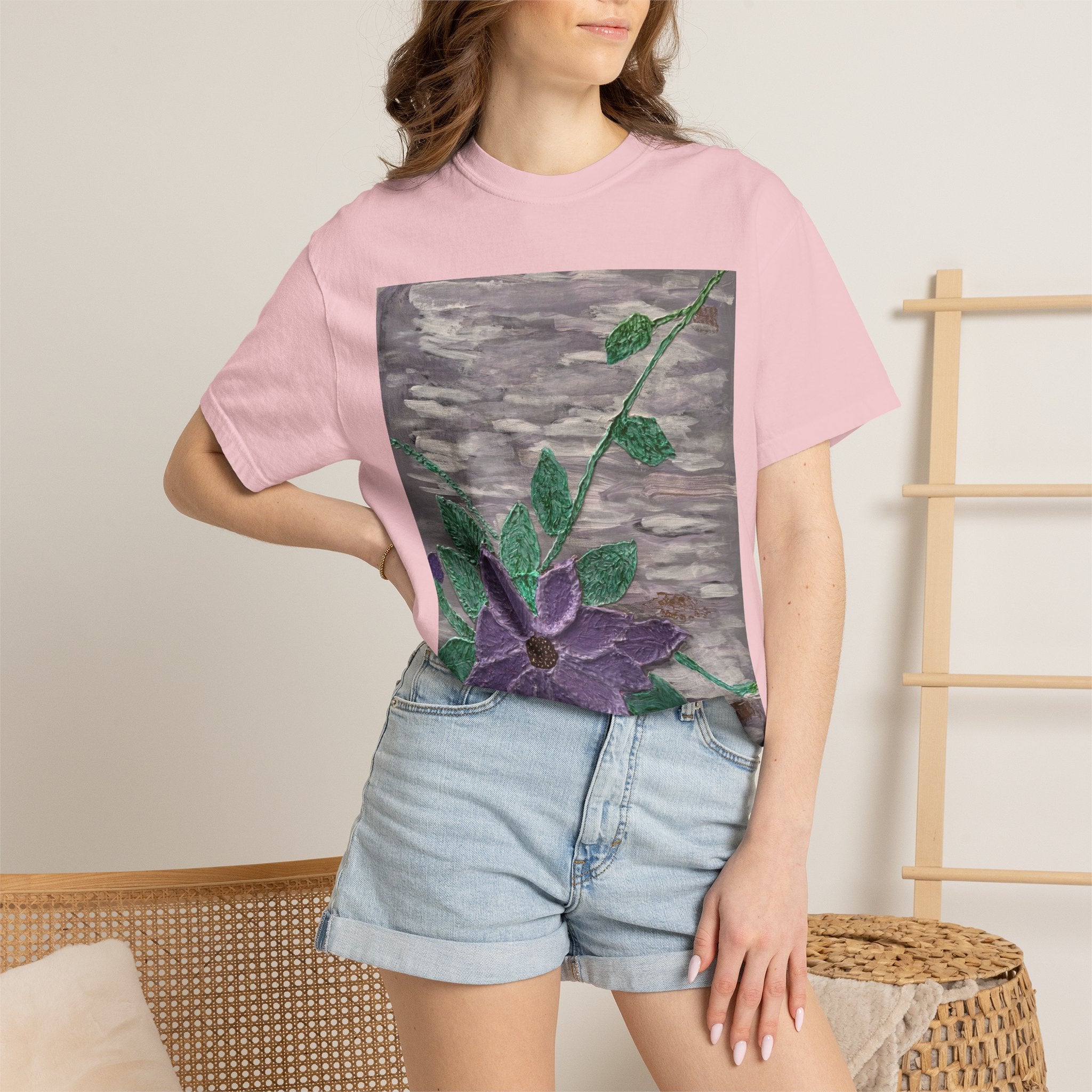 Floral Vine T‑Shirt — Purple Bloom Graphic Tee