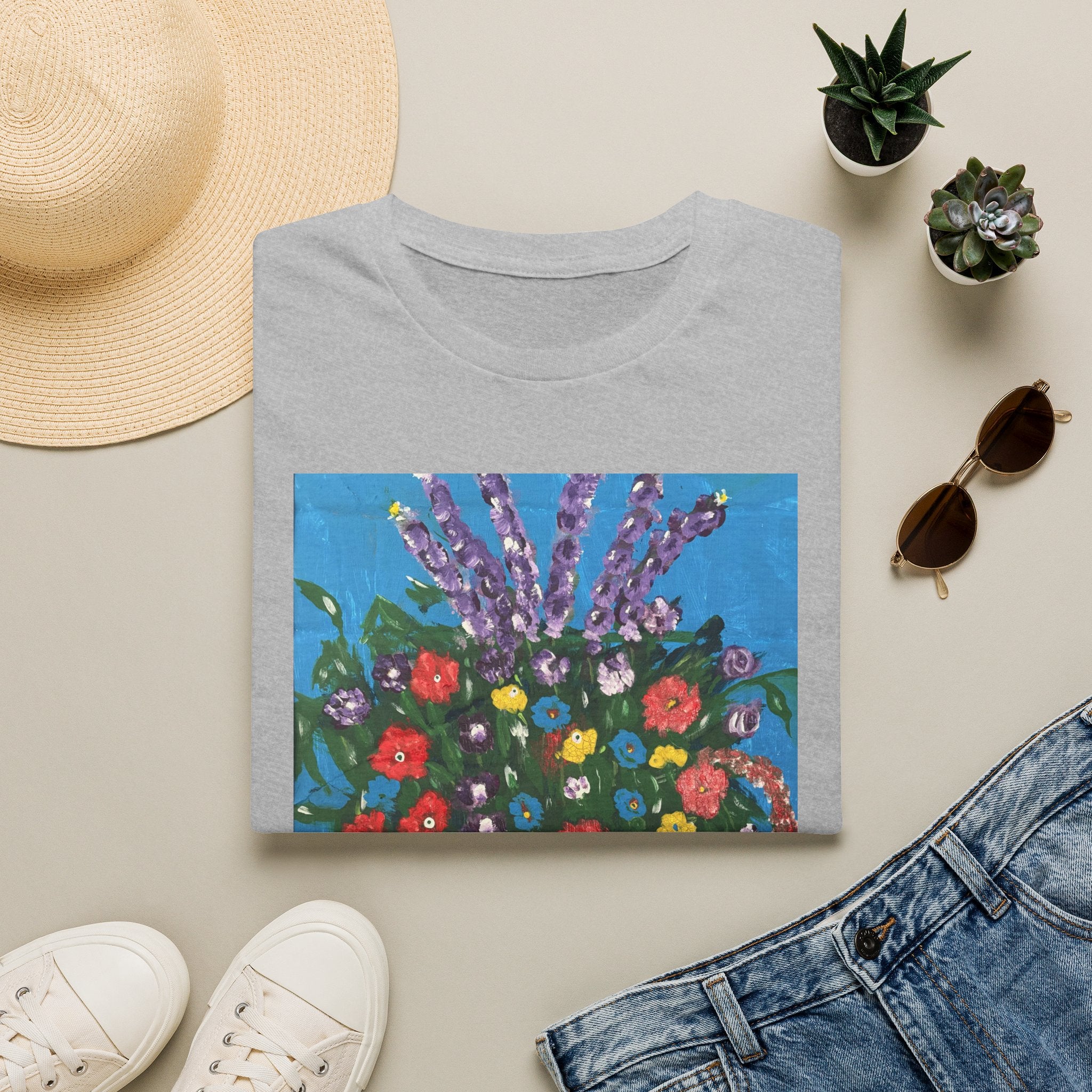 Floral Bouquet Art Tee — Colorful Vase Painting T-Shirt