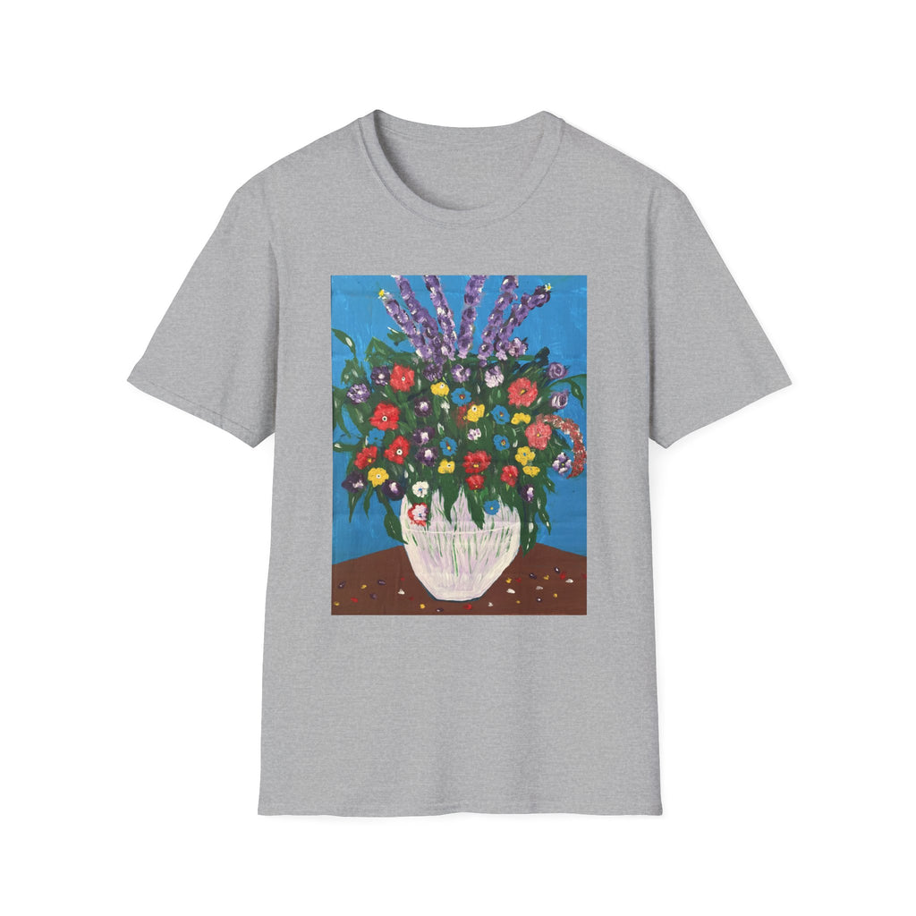 Floral Bouquet Art Tee — Colorful Vase Painting T-Shirt