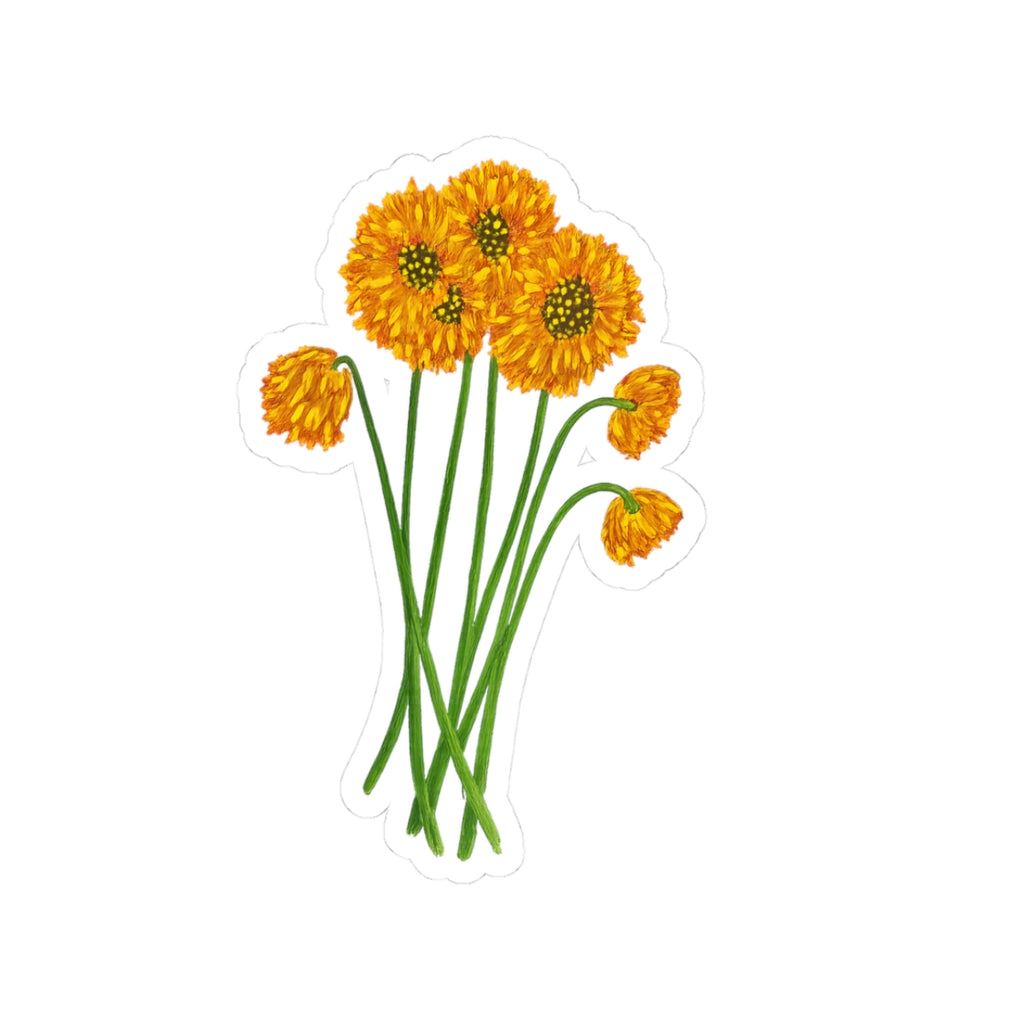 Yellow Wildflower Sticker — Kiss-Cut Floral Bouquet Decal