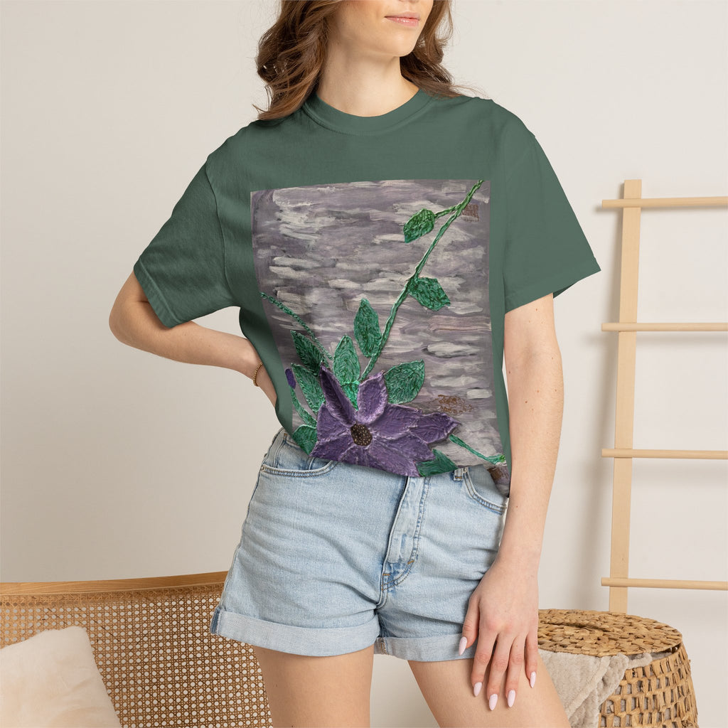 Floral Vine T‑Shirt — Purple Bloom Graphic Tee