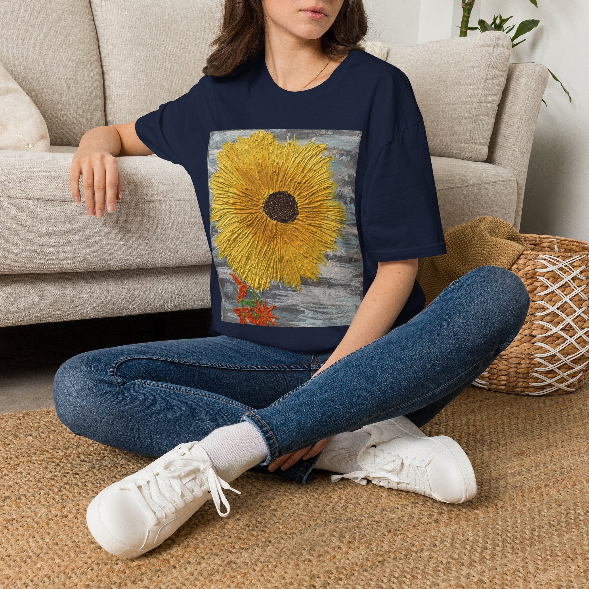 Sunflower Art T-Shirt — Bold Yellow Floral Graphic Tee