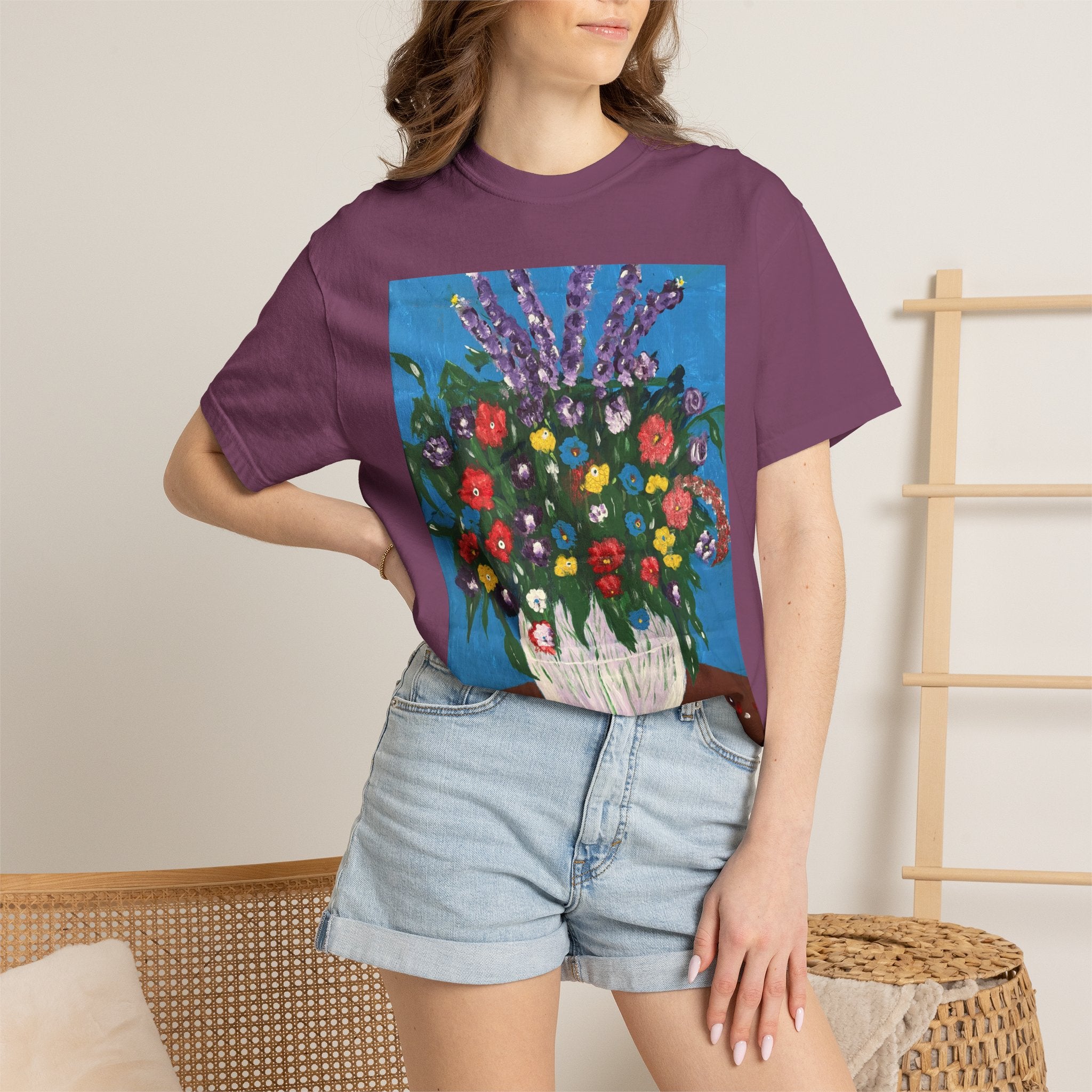 Floral Still Life Tee — Colorful Vase of Flowers Art Print T-Shirt