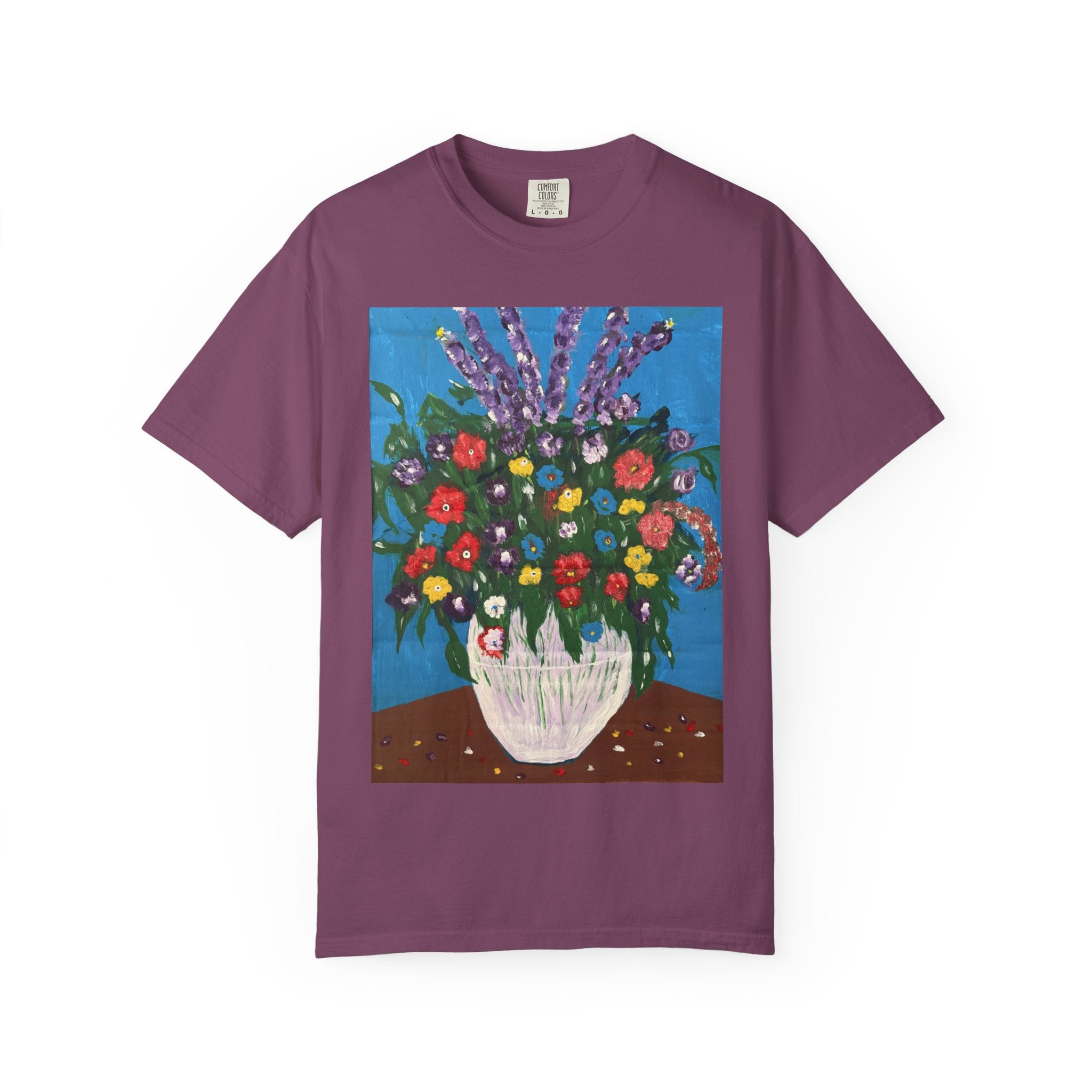 Floral Still Life Tee — Colorful Vase of Flowers Art Print T-Shirt