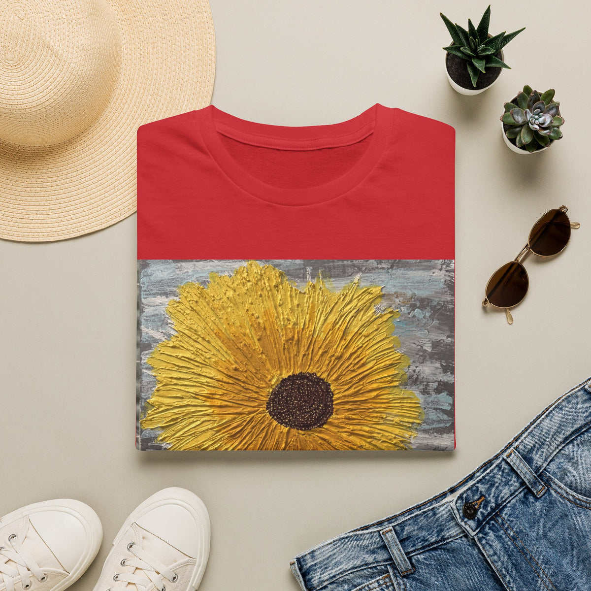 Sunflower Art T-Shirt — Bold Yellow Floral Graphic Tee