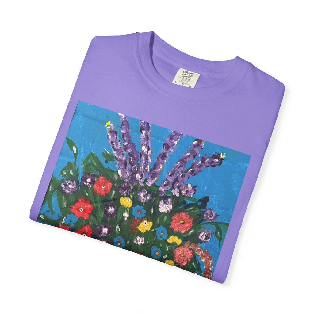 Floral Still Life Tee — Colorful Vase of Flowers Art Print T-Shirt
