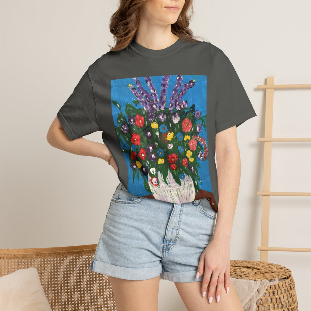 Floral Still Life Tee — Colorful Vase of Flowers Art Print T-Shirt