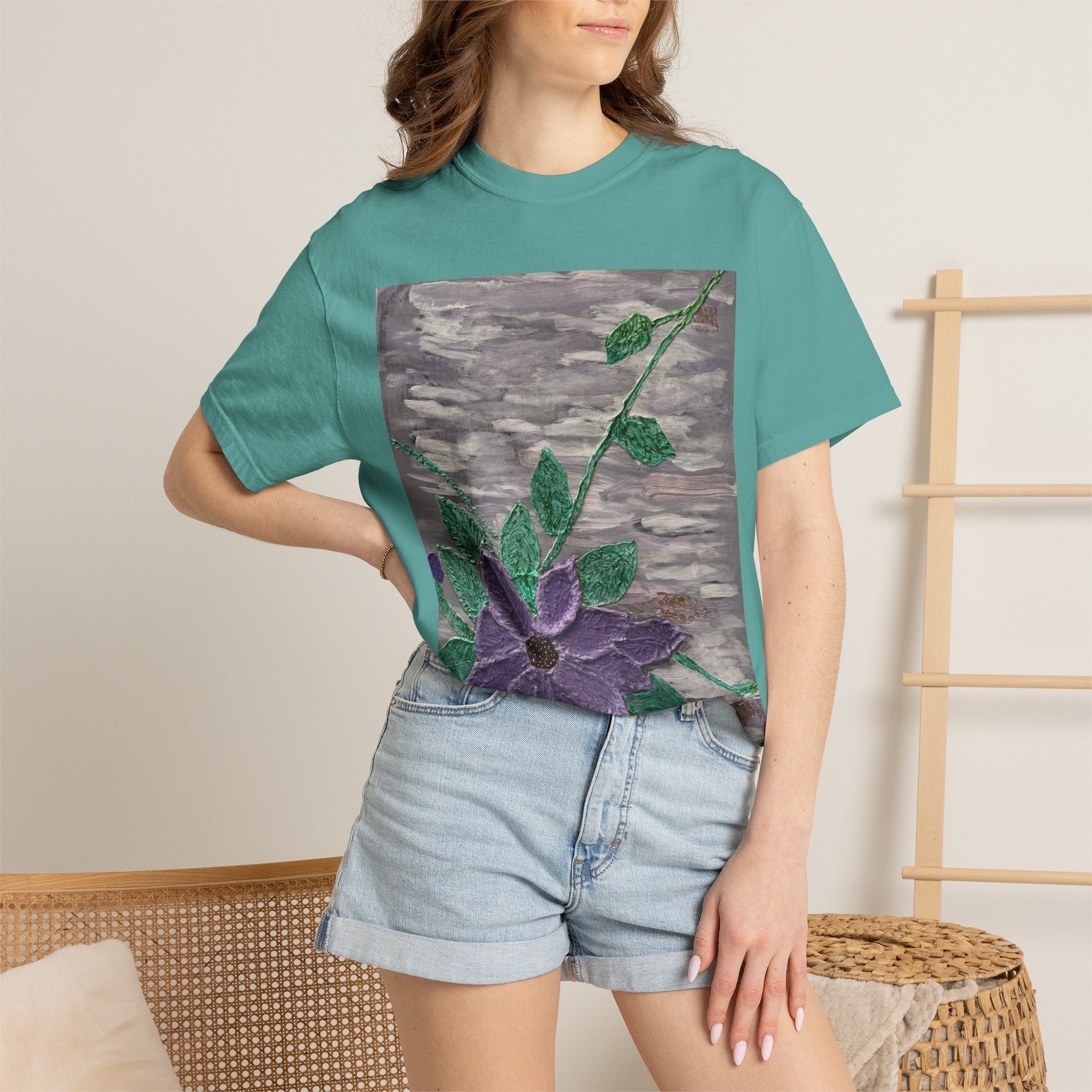 Floral Vine T‑Shirt — Purple Bloom Graphic Tee